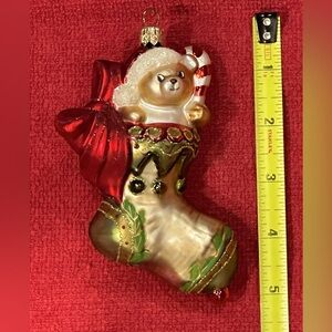 Old World Christmas Teddy Bear Christmas Ornament Blown Glass